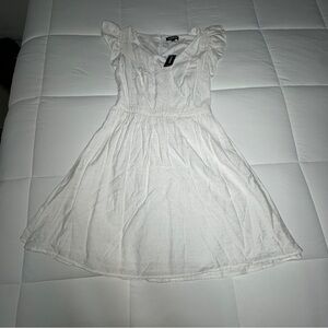 Express White Women’s Dress with Flutter Sleeves